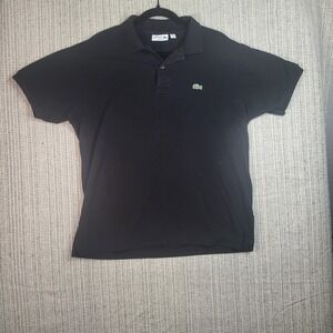 Lacoste Polo Shirt Mens XL Black Classic‎ Fit Croc Logo Short Sleeve Casual Top